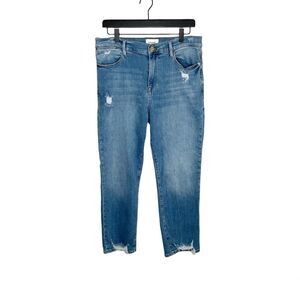 FRAME Jeans Women's 32 Le High Straight Distressed Denim Laskey Rips High Rise